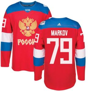 Herren Team Russland #79 Andrei Markov Authentic Rot Auswärts 2016 World Cup